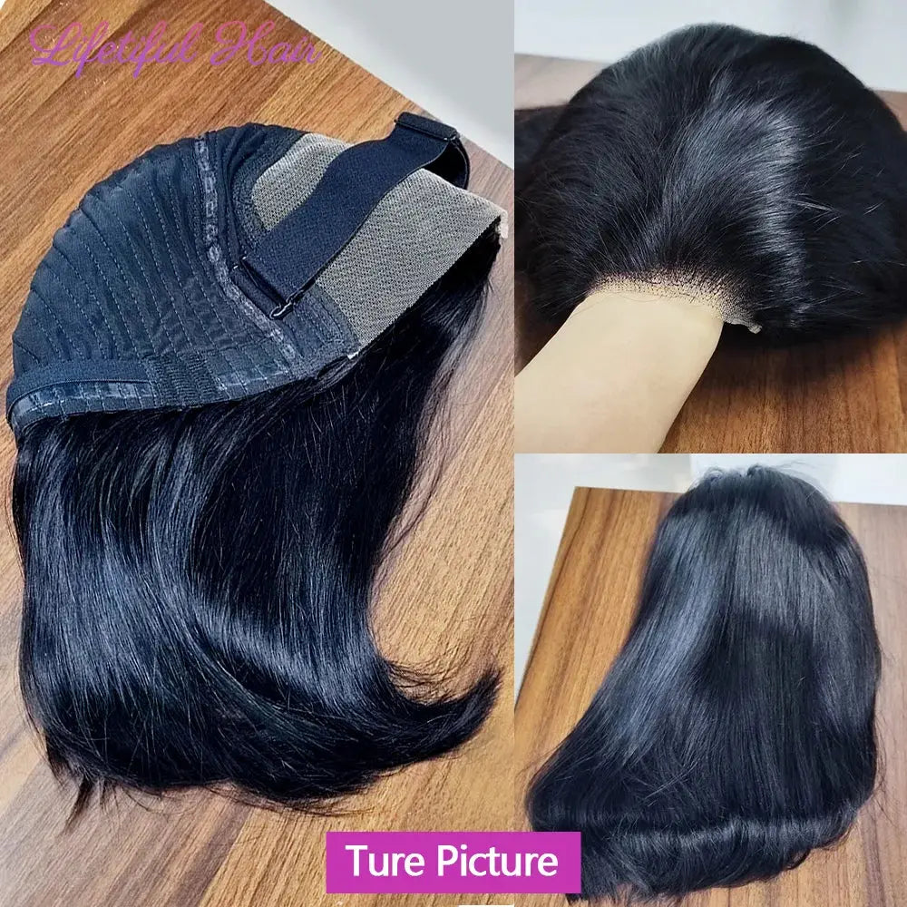 Glueless | Brazilian | Short | Bob | Human Hair | Ready To Wea | Straight r | Lace Closure Wigs