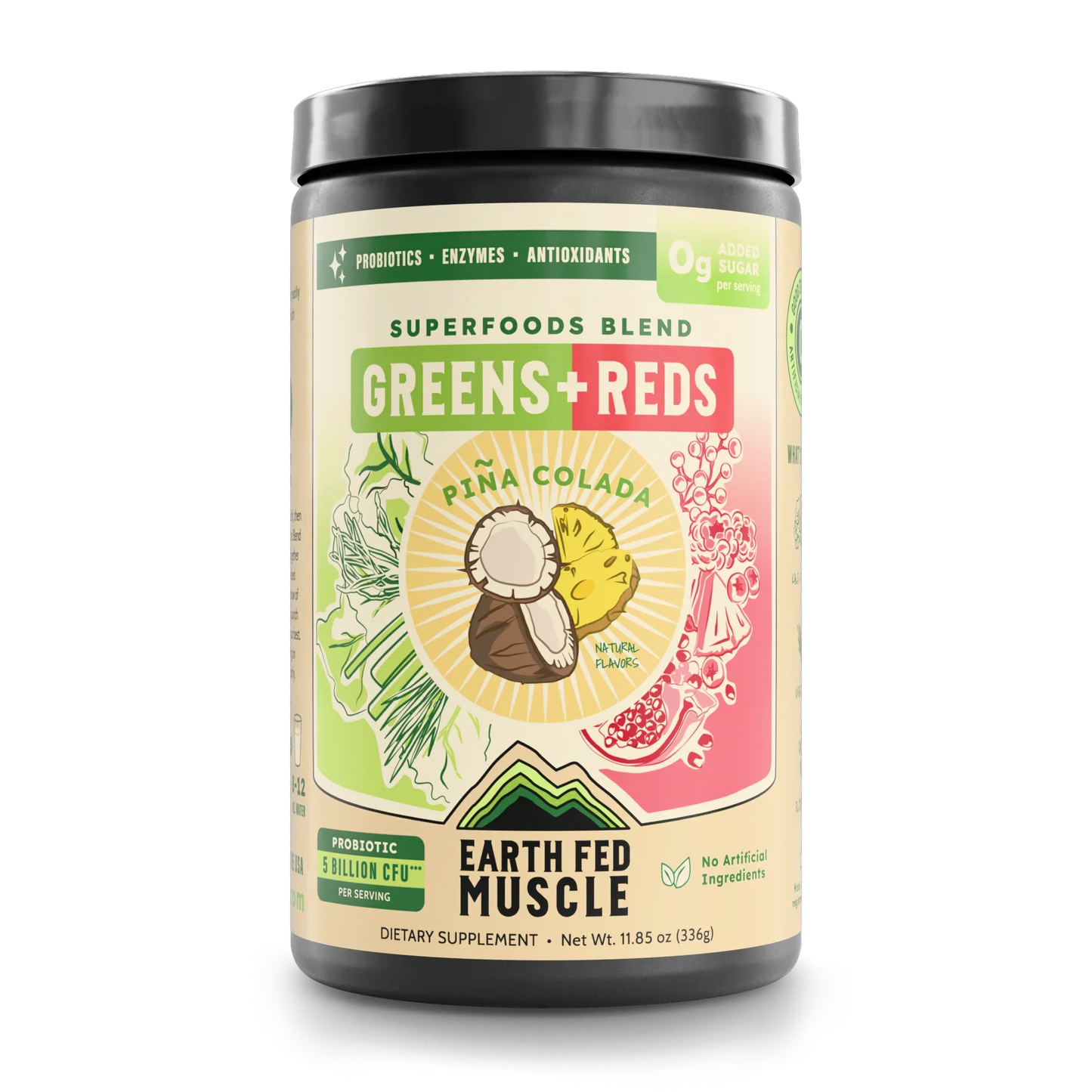Earth Fed Muscle The Greens Prty Pina Clda, 11.85 oz - Superfood Powder Supplement