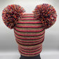Haakwear Double Pom Pom, H Stitch Beanie, Multi Color Hat