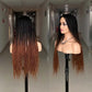 26" Ombre Box Braided Wig for Black Women | Long Synthetic Cosplay Braiding Hair | Heat Resistant Crochet Wigs