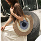 Large Capacity Round Women's Fashionable Straw Woven Shoulder Bag | Handmade Summer Beach Travel Holiday Women Tote Bags