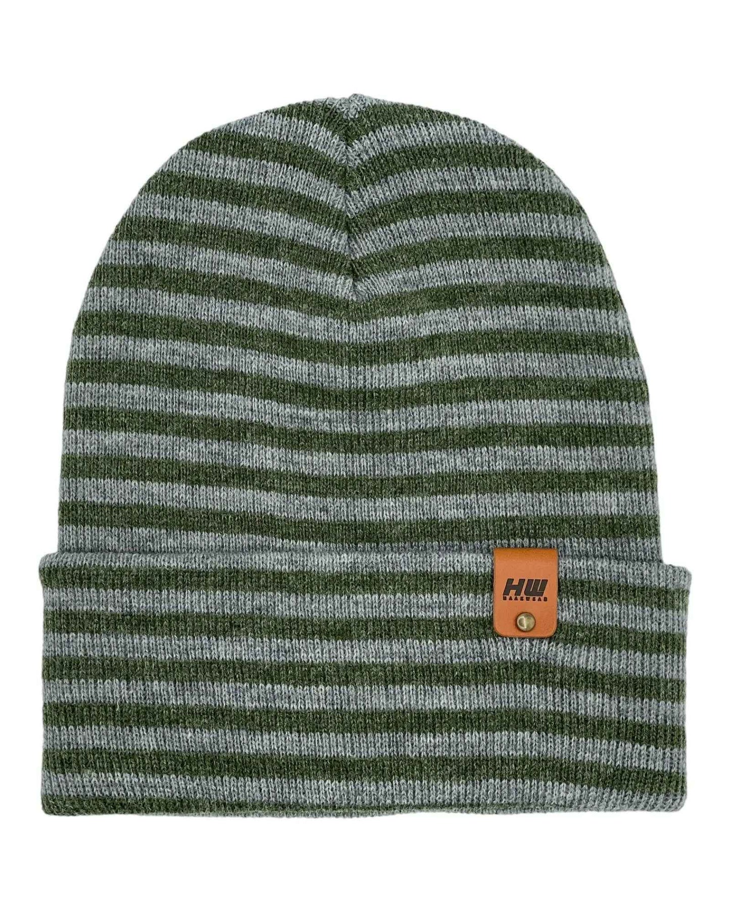 HAAKWEAR Traditional Classic RORO Cuffed Beanie / Hat - Gray / Green, Made in USA