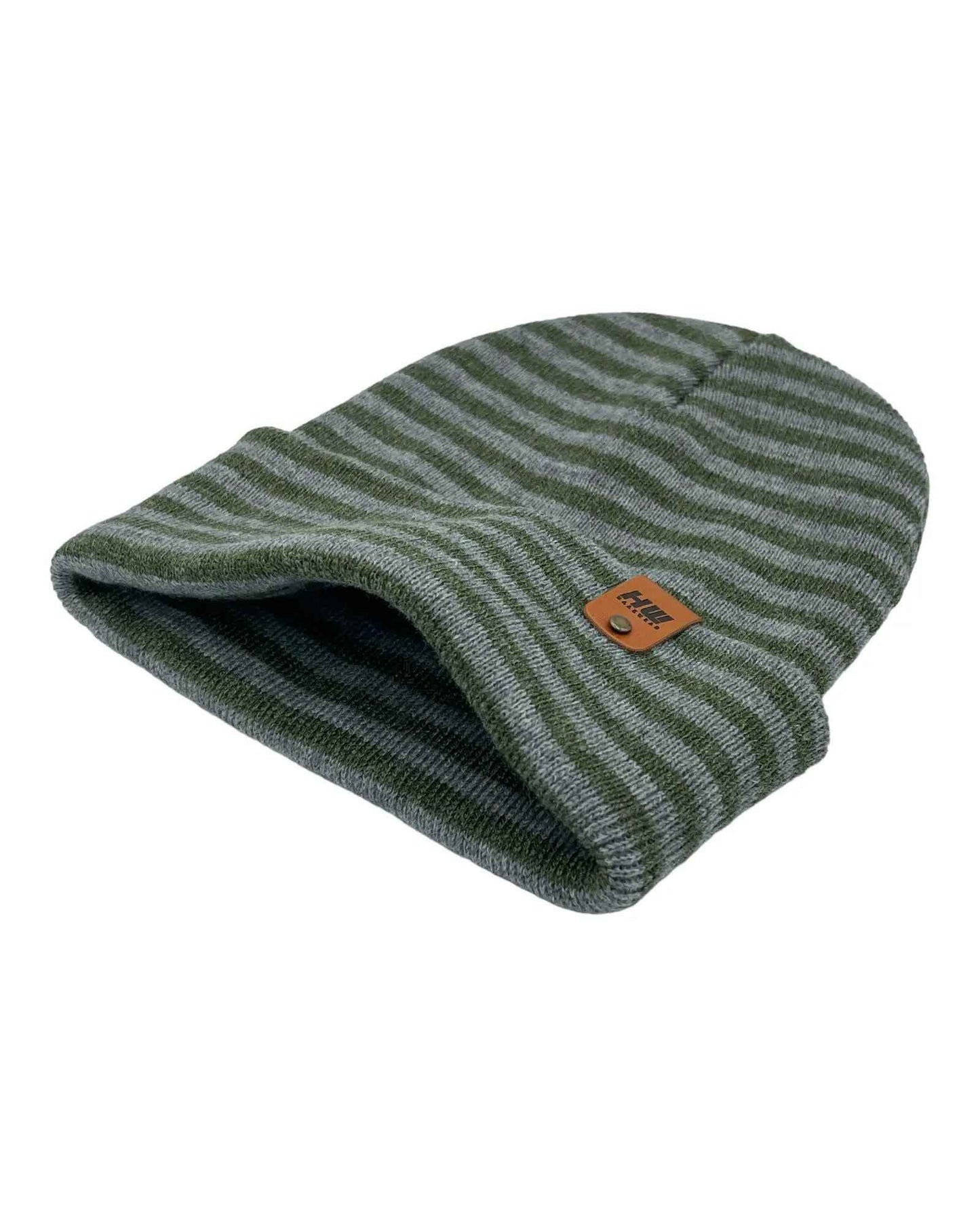 HAAKWEAR Traditional Classic RORO Cuffed Beanie / Hat - Gray / Green, Made in USA