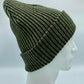 Haakwear Cuffed Wide Ribbed Striped Beanie, Contrast, Black and Green