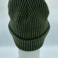 Haakwear Cuffed Wide Ribbed Striped Beanie, Contrast, Black and Green