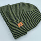 Haakwear Cuffed Wide Ribbed Striped Beanie, Contrast, Black and Green