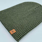 Haakwear Cuffed Wide Ribbed Striped Beanie, Contrast, Black and Green