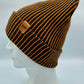 Haakwear Cuffed Wide Ribbed Striped Beanie, Contrast, Black and Orange