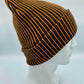 Haakwear Cuffed Wide Ribbed Striped Beanie, Contrast, Black and Orange