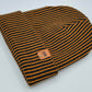 Haakwear Cuffed Wide Ribbed Striped Beanie, Contrast, Black and Orange