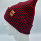 Haakwear Cuffed Wide Ribbed Striped Beanie, Contrast, Black and Red
