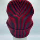 Haakwear Cuffed Wide Ribbed Striped Beanie, Contrast, Black and Red