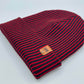 Haakwear Cuffed Wide Ribbed Striped Beanie, Contrast, Black and Red