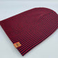 Haakwear Cuffed Wide Ribbed Striped Beanie, Contrast, Black and Red