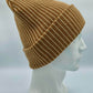Haakwear Cuffed Wide Ribbed Striped Beanie, Contrast, Beige and Brown