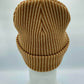 Haakwear Cuffed Wide Ribbed Striped Beanie, Contrast, Beige and Brown
