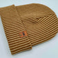 Haakwear Cuffed Wide Ribbed Striped Beanie, Contrast, Beige and Brown