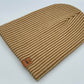 Haakwear Cuffed Wide Ribbed Striped Beanie, Contrast, Brown and Beige