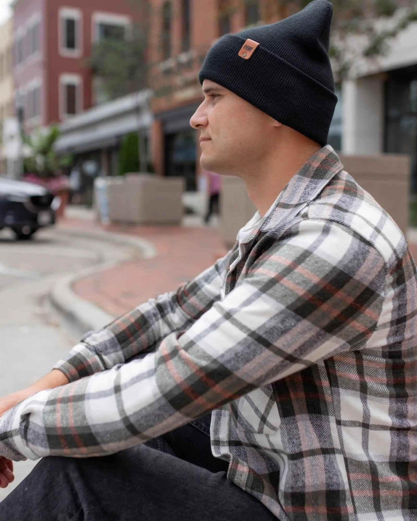HAAKWEAR Traditional Charcoal Black Beanie | Classic Cuffed Knit Hat | Made in USA
