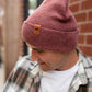 HAAKWEAR Traditional Rusty Burgundy Beanie | Classic Cuffed Knit Hat | Made in USA
