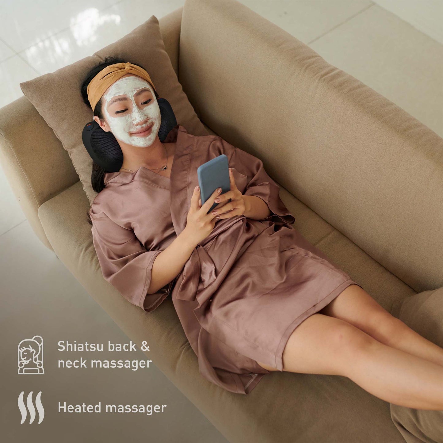 Pursonic Shiatsu Massager & Heating Pad Therapy Set by Pursonic
