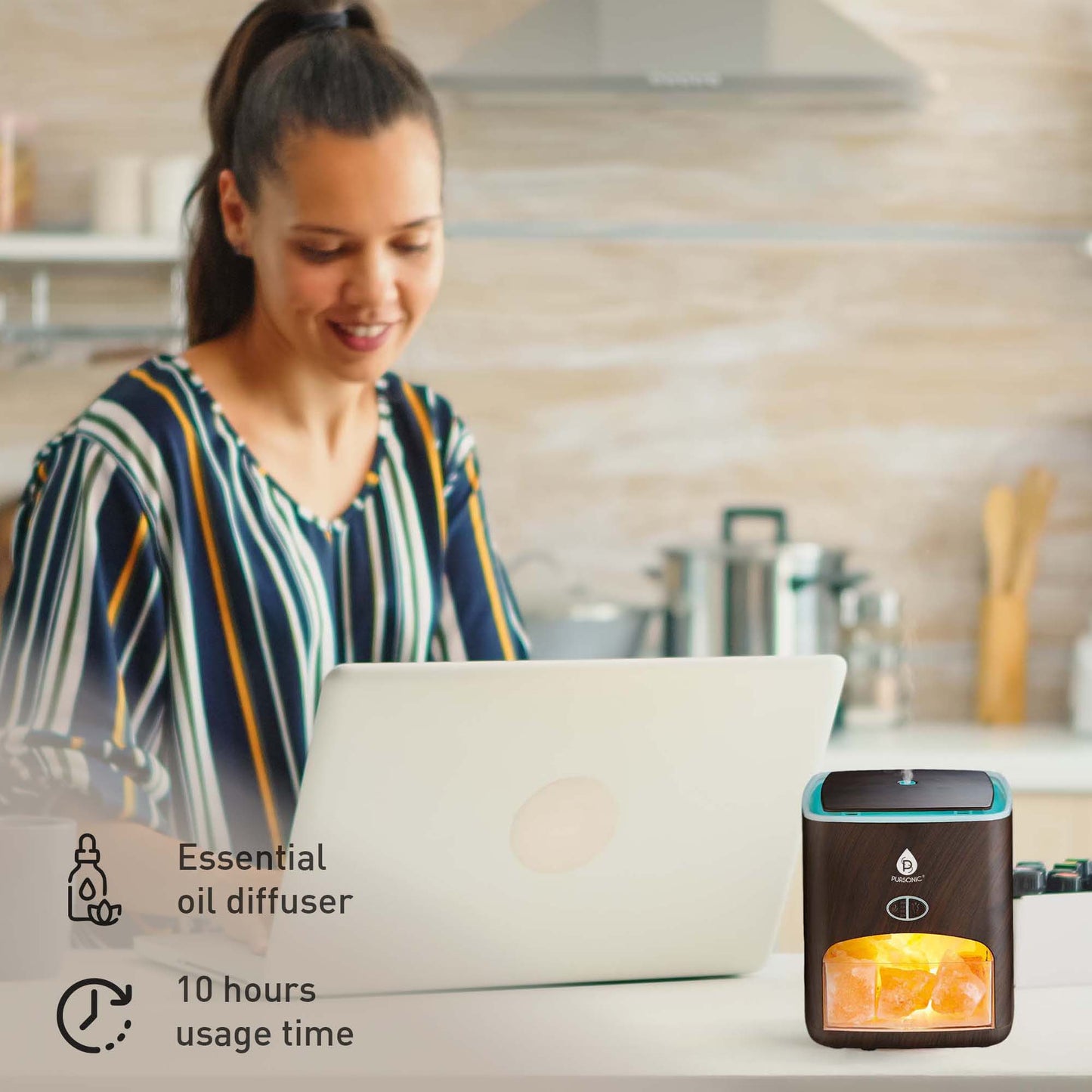 Pursonic Himalayan Salt Lamp & Aromatherapy Diffuser Wellness Set by Pursonic