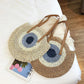 Large Capacity Round Women's Fashionable Straw Woven Shoulder Bag | Handmade Summer Beach Travel Holiday Women Tote Bags