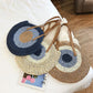 Large Capacity Round Women's Fashionable Straw Woven Shoulder Bag | Handmade Summer Beach Travel Holiday Women Tote Bags