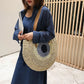 Large Capacity Round Women's Fashionable Straw Woven Shoulder Bag | Handmade Summer Beach Travel Holiday Women Tote Bags