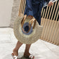 Large Capacity Round Women's Fashionable Straw Woven Shoulder Bag | Handmade Summer Beach Travel Holiday Women Tote Bags