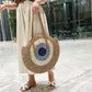 Large Capacity Round Women's Fashionable Straw Woven Shoulder Bag | Handmade Summer Beach Travel Holiday Women Tote Bags
