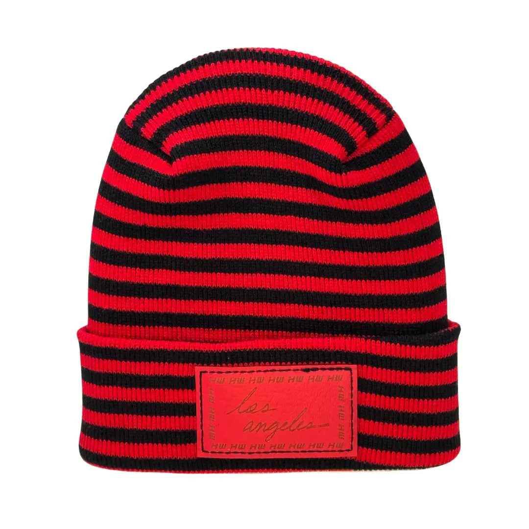 Haakwear Los Angeles Beanie, H Stitch Beanie, Black and Red RoRo