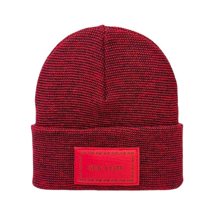 Haakwear Traditional New York Classic Fusion Cuffed Beanie / Hat, Made in USA (Limited Edition) - Black / Red Fusion