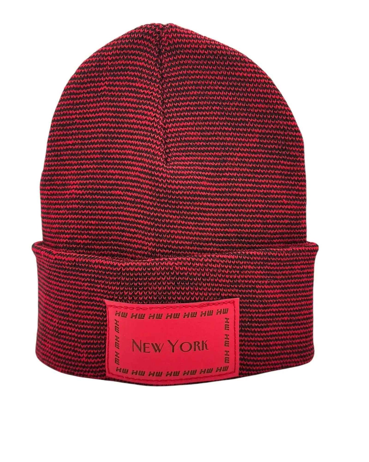 Haakwear Traditional New York Classic Fusion Cuffed Beanie / Hat, Made in USA (Limited Edition) - Black / Red Fusion