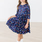 Halloween Stars 3/4 Sleeve Pocket Twirl Dress