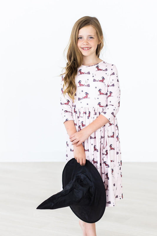Happy Howl-oween 3/4 Sleeve Pocket Twirl Dress