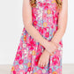 Hawaiian Floral Ruffle Cross Back Dress