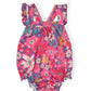 Hawaiian Floral Ruffle Cross Back Romper