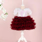 Helena White & Burgundy Party Dress