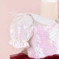 Helena White & Burgundy Party Dress