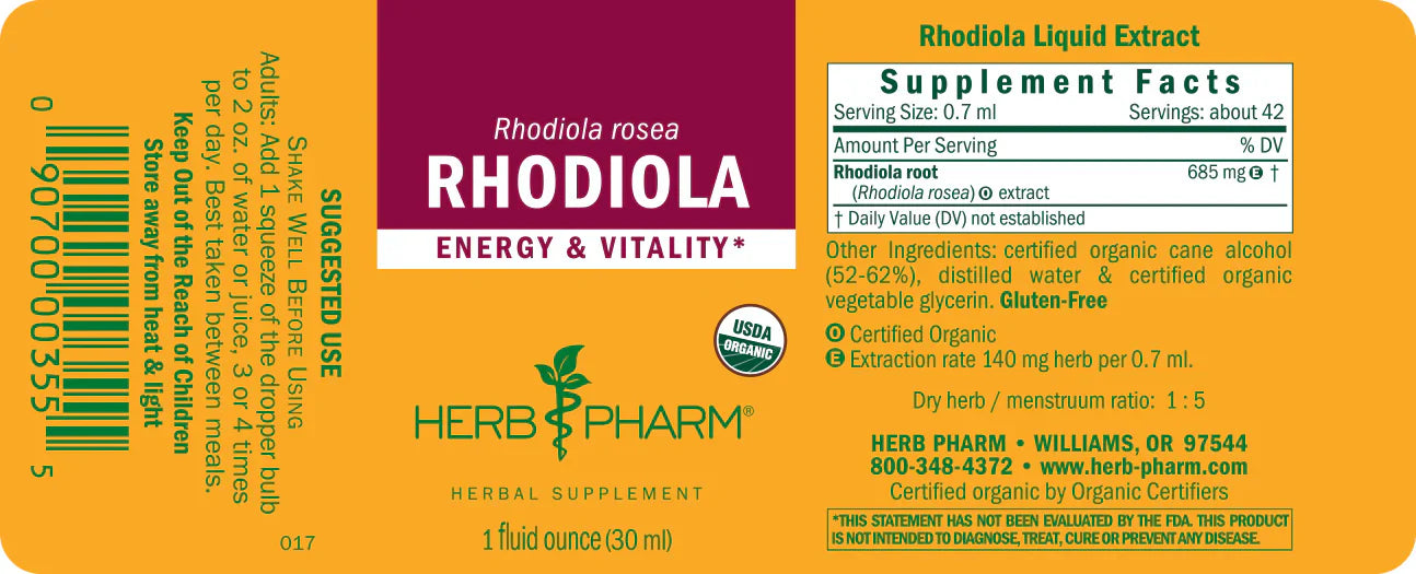Herb Pharm Rhodiola Whole Root Extract - 4 oz