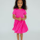 Hot Pink S/S Pocket Twirl Dress