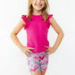 Hot Pink S/S Ruffle Tee