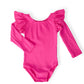 Hot Pink L/S Flutter Sleeve Leotard