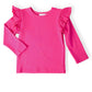 Hot Pink L/S Ruffle Tee