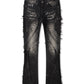 Frost Originals Distressed Rhinestone Stacked Jeans - Black Wash