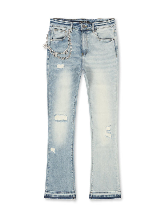 Melee Hannibal Stacked Jean - Split Blue Wash