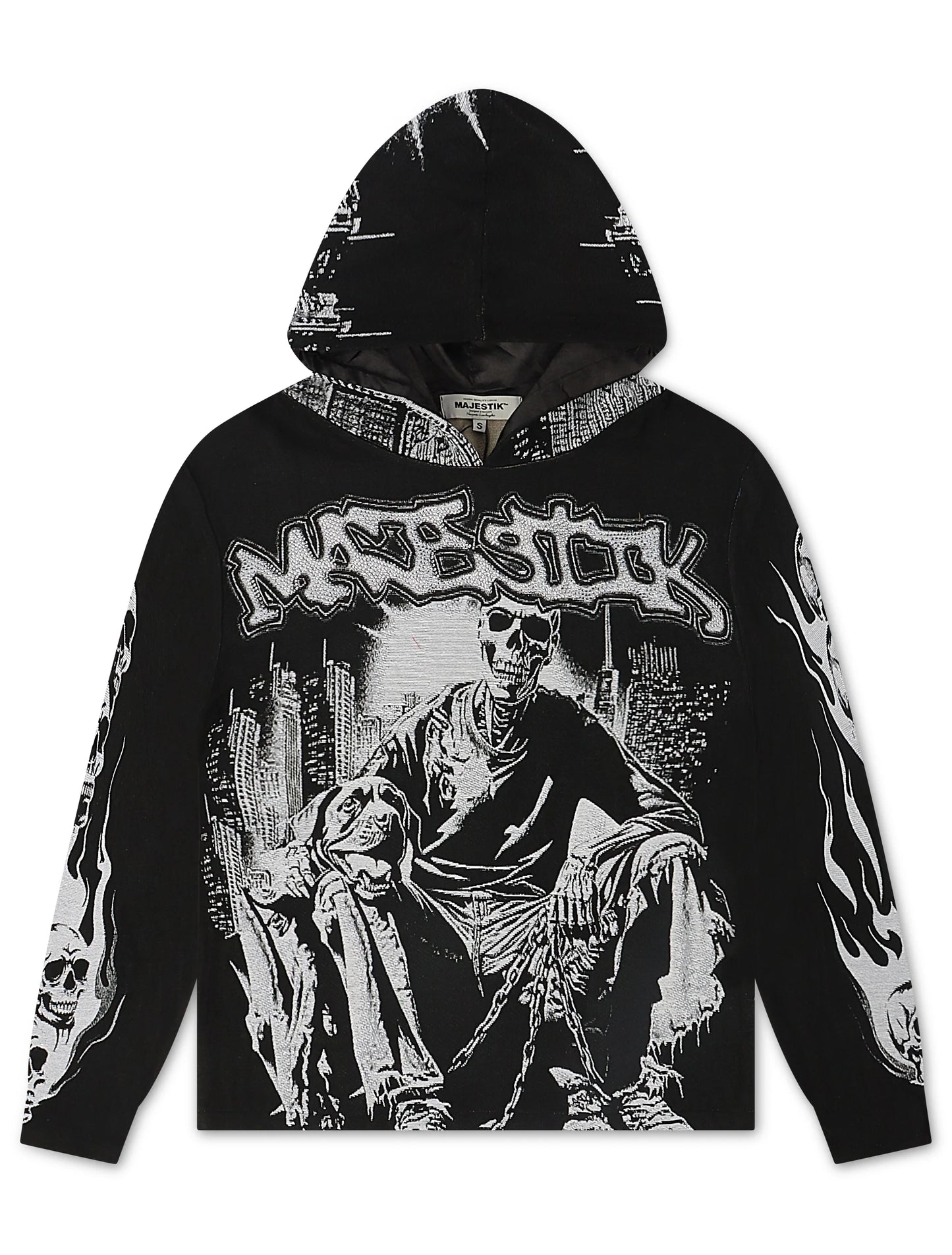 Majestik Mens Bone Squad Tapestry Hoodie - Black