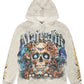 Majestik Mens Skull Tapestry Hoodie - Off White