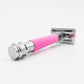Dural Heavy Stroud Head Double Edge Safety Razor Duty Pink/Silver + Pouch